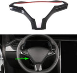 Tesla Model S, X Steering Wheel Trim Cover, ABS, Black Carbon Fiber