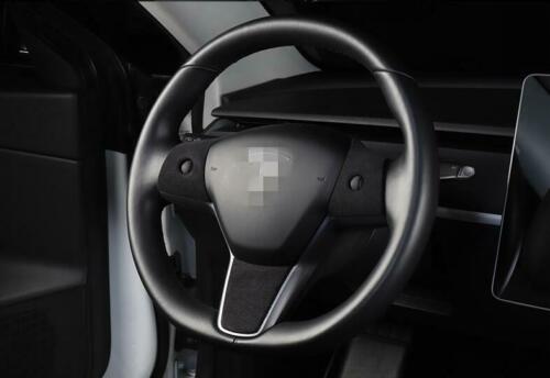 Tesla Model 3, Y Steering Wheel Switch Cover Trim, 3pcs, Deep Gray Alcantara Suede