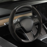 Tesla Model 3, Y Steering Wheel Cover Caps, Alcantara Suede, Black or Gray