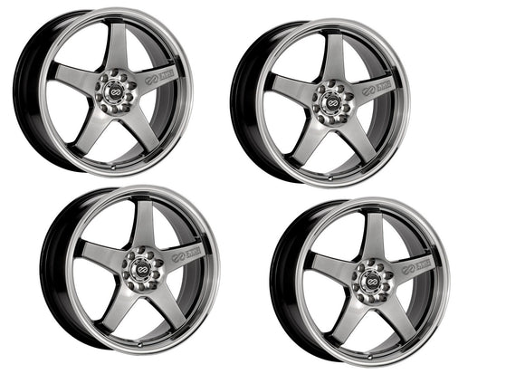 Chevy Volt Enkei EV5 Wheels Performance Series Hyper Black w/ Machined Lip 18x7.5 5x105/110 38mm