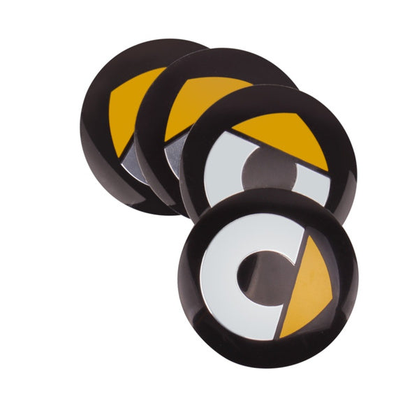 Smart Car Fortwo, 453, Wheel Center Cap Decal Stickers, Aluminum, Yellow, 2014-2021
