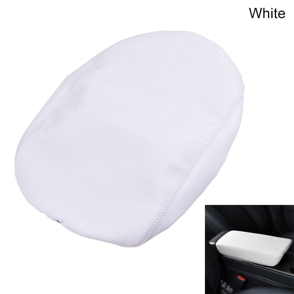 Tesla Model 3, Y, Leather Center Console Armrest Cover, White