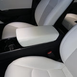 Tesla Model 3, Y, Leather Center Console Armrest Cover, White