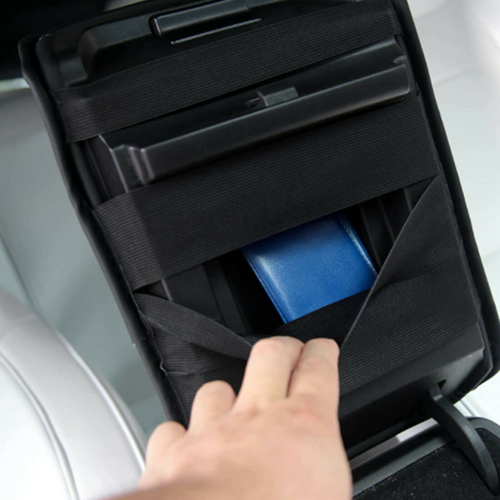 Tesla Model 3, Y, PU Leather Padded Diamond Pattern Center Console Cushion Armrest Cover, White