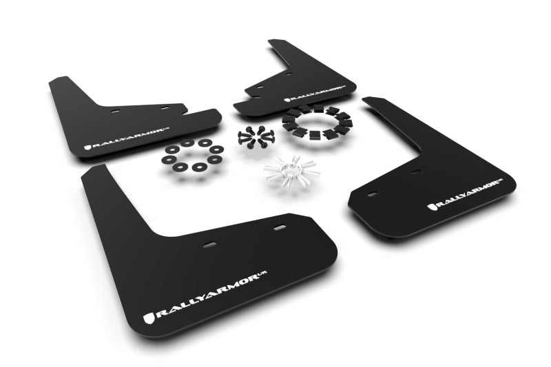 Tesla Model Y Mud Flap Set, Rally Armor White Logo, 2020-2024