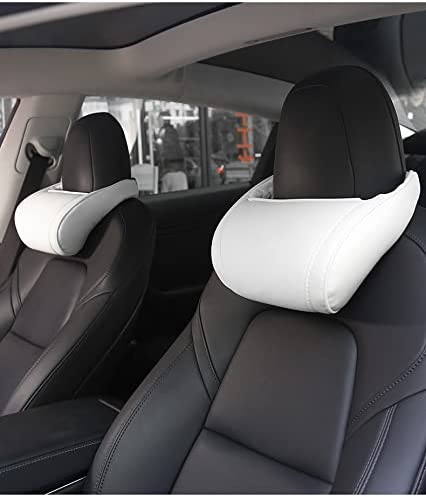 Tesla Model S, 3, X, Y Headrest Neck Pillow, Adjustable, White