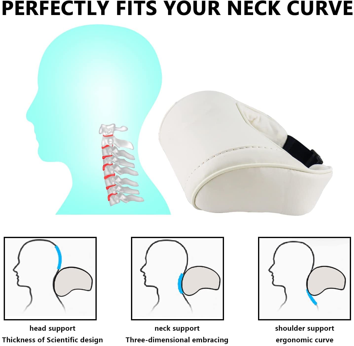 Tesla Model S, 3, X, Y Headrest Neck Pillow, Adjustable, White