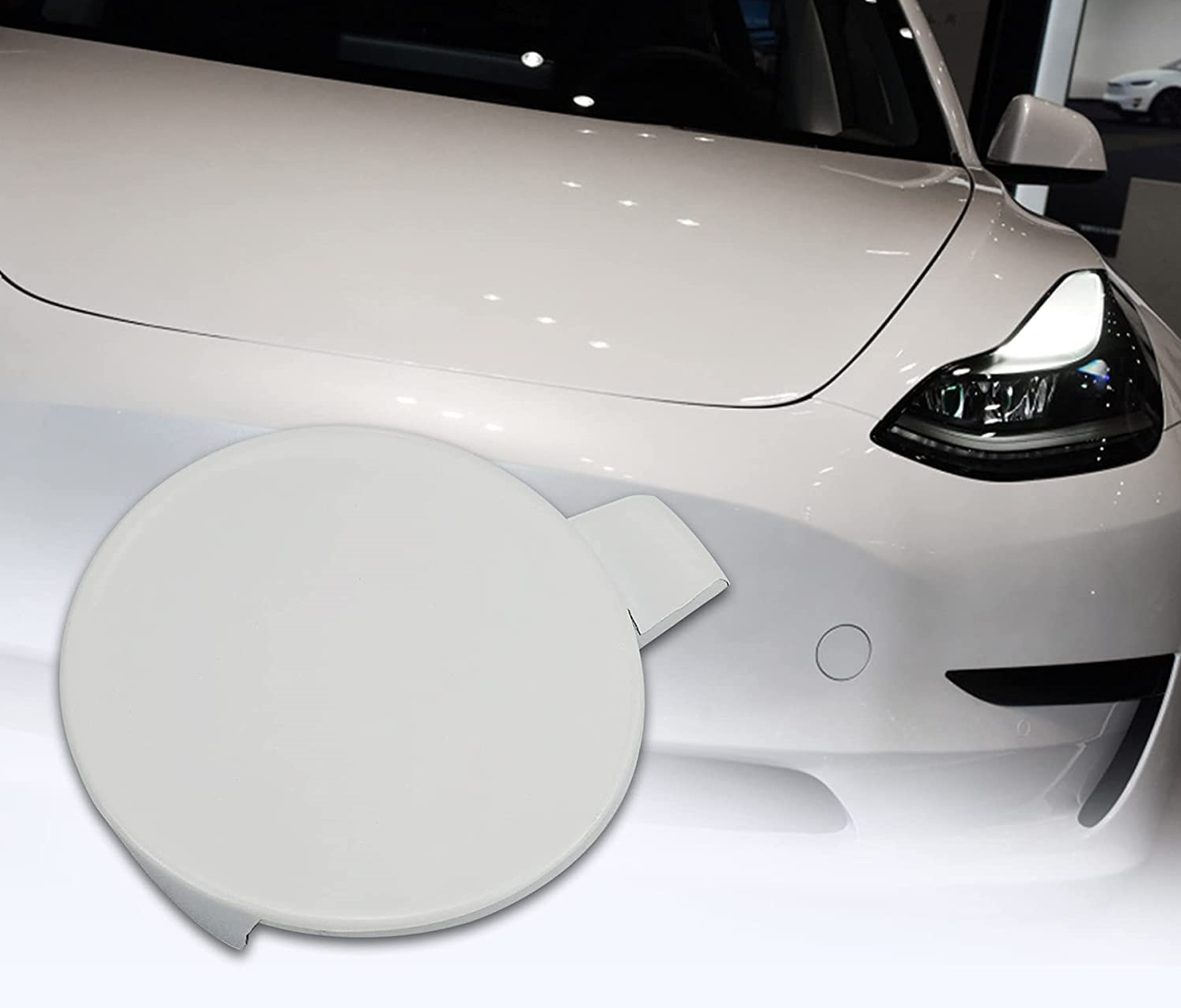 Tesla Model 3 Front Bumper Tow Hook Cover Cap, Pearl White