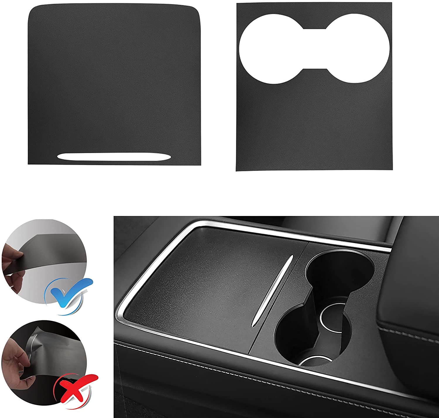Tesla Model 3, Y Center Console Hard Cover Wrap Kit, ABS Material, Hard Cover, Matte Black,2021-22

