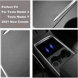 Tesla Model 3, Y Center Console Hard Cover Wrap Kit, ABS Material, Hard Cover, Matte Black,2021-22

