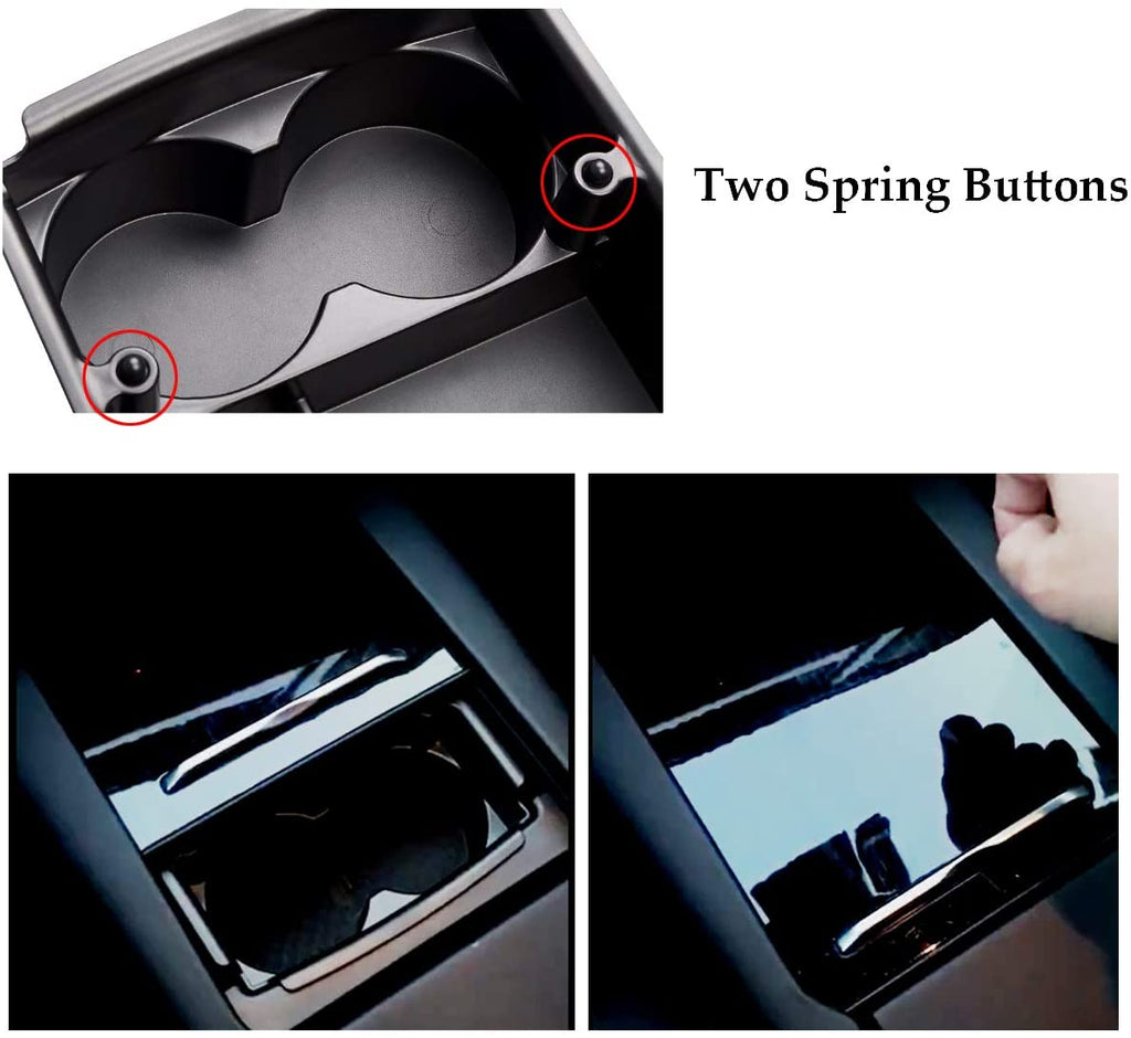 Tesla Model S, X, Center Console Storage Box Organizer with Cup Holder