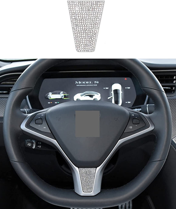 Tesla Model X, S Lower Steering Wheel Decal Sticker Silver Crystal Bling