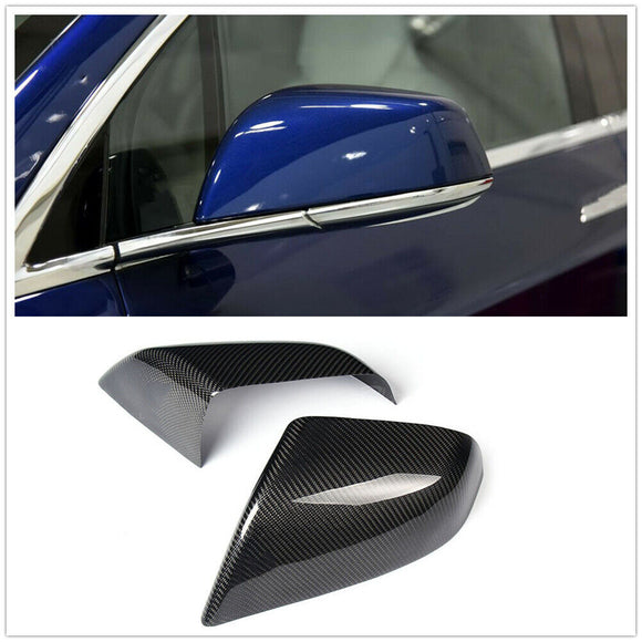 Tesla Model X Carbon Fiber Exterior Side Mirror Cover Trim, Carbon Fiber, 2016-2021