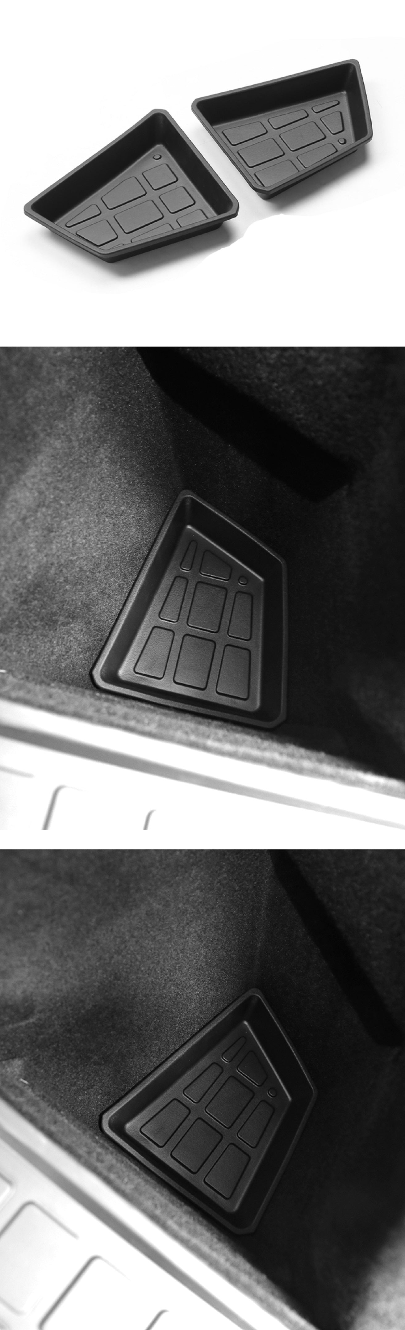 Tesla Model Y Rear Trunk Side Bottom Storage Pocket Mats, Nano Pattern, 2020-2023