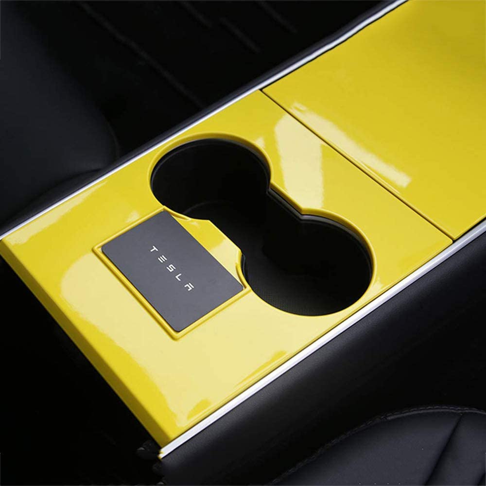 Tesla Model 3, Y Yellow ABS Center Console Cover Kit, 2017-2020