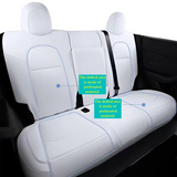 Tesla Model Y Full Seat Cover Set, Premium Napa Leather, White, 2020-2022