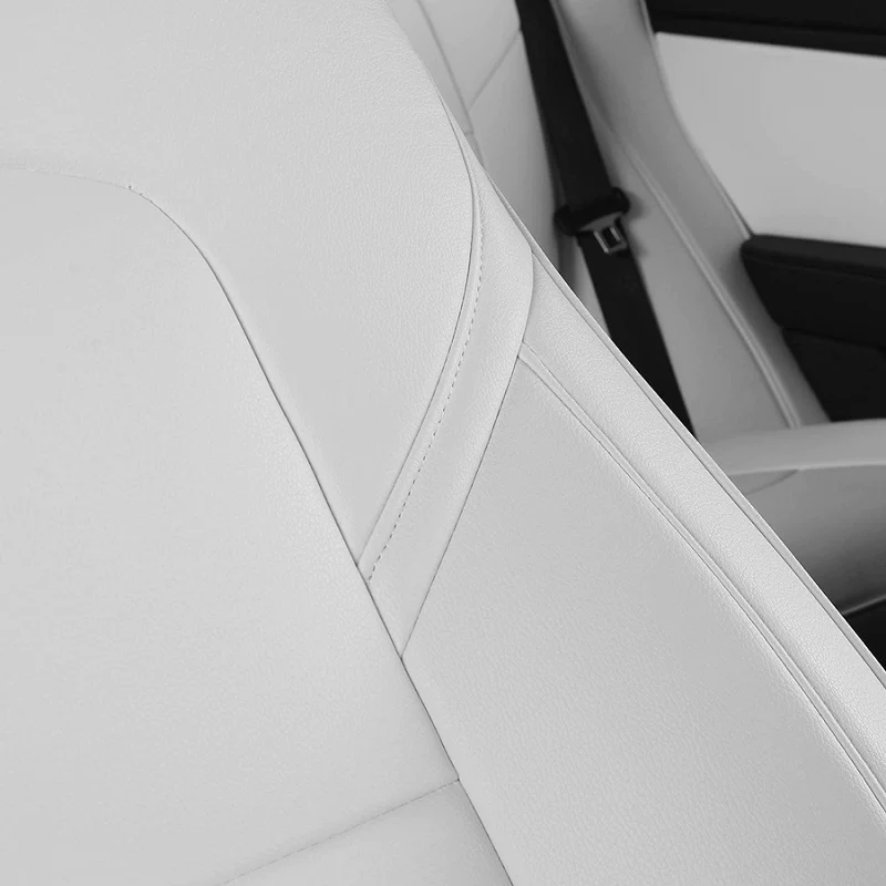 Tesla Model Y Full Seat Cover Set, Premium Napa Leather, White, 2020-2022